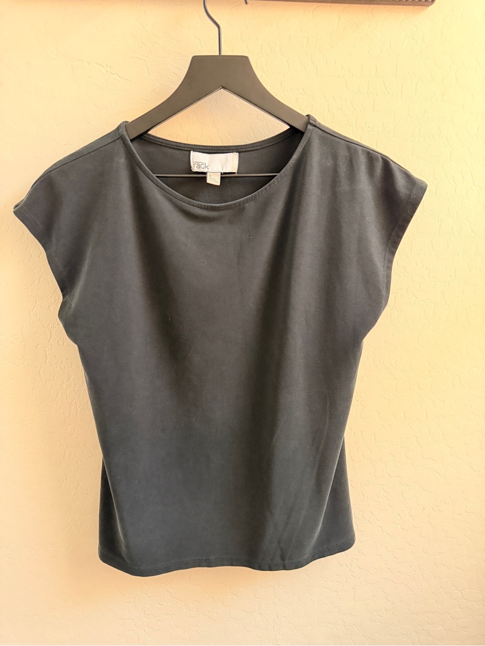 Nordstrom Black Cap-Sleeve Crewneck Top